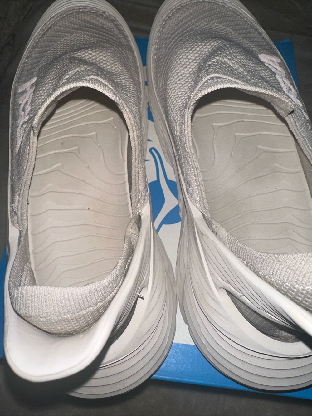 Hoka One One Women's Slip-On Knit Sneaker in Pale Pink and Light Cream - Picture 4 of 9